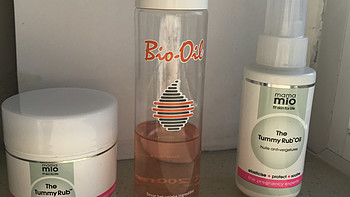 我的孕期抗妊娠纹： Bio-Oil 百洛油、PALMER'S 帕玛氏 身体乳、mama mio 按摩霜