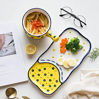 摩登主妇欧式创意一人食早餐餐具套装手绘陶瓷盘子餐盘家用早餐盘