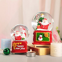 圣诞节水晶球摆件八音盒带雪花可发光旋转音乐盒女生男生圣诞礼物