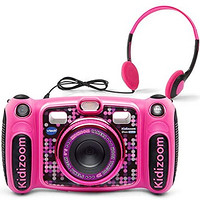 VTechKidizoomDuo5.0豪华数码自拍相机，带MP3播放器和耳机，粉红色