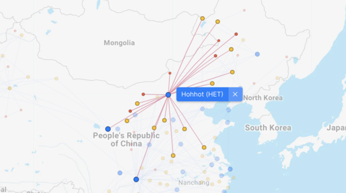 华夏航空贵阳机场参考航线图