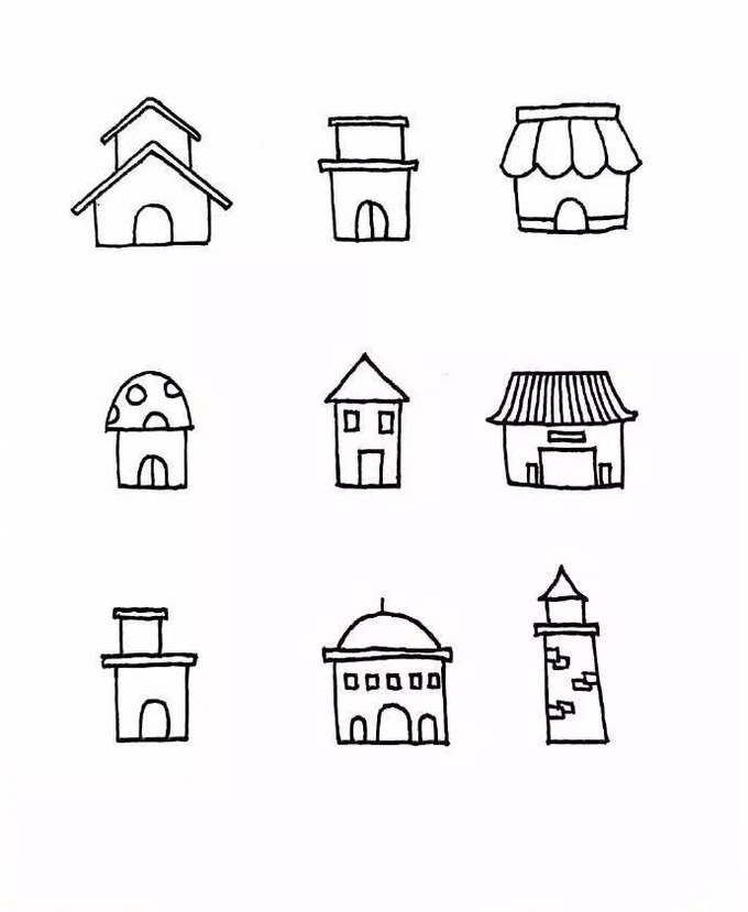 简笔画系列9张图教你画81个小房子超简单