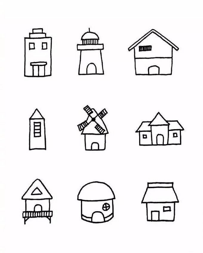 简笔画系列9张图教你画81个小房子超简单