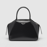 黑色小号亮面皮革手提包|Prada