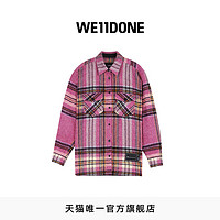 WE11DONE中性男女同款22秋冬新品粉色格纹休闲宽松方领长袖衬衫