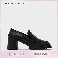 CHARLES&KEITH春夏女鞋CK1-60361373女士时尚方头粗高跟乐福鞋