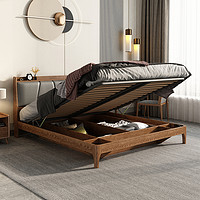 北欧实木双人床1.5米现代简约婚床1.8米高箱储物收纳床箱主卧大床