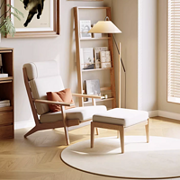 天壇家具首發純實木沙發椅-啟原系列，紅橡木+高速回彈海綿單人布藝沙發躺椅 