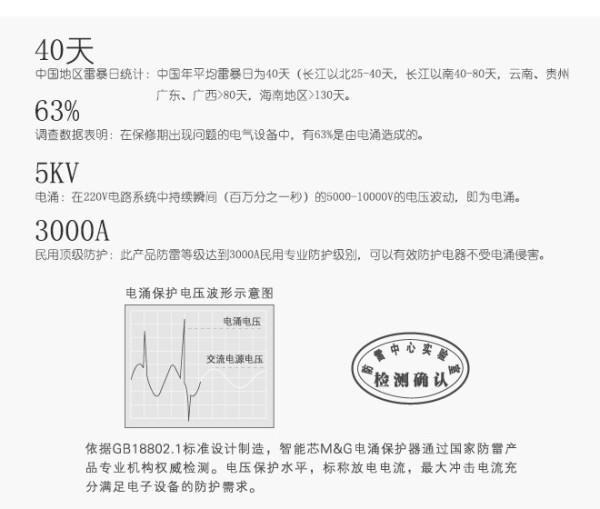 突破TZ-C0726k6-30/X系列6位防雷防电涌插座