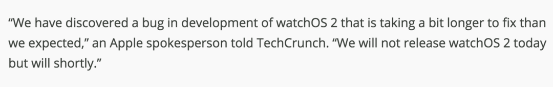 因bug而跳票：Apple 苹果 watchOS2延期推送