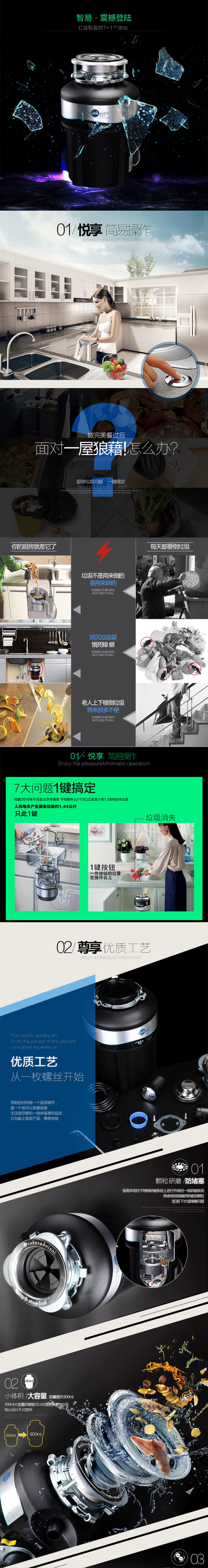 美国爱适易 M55+食物垃圾处理器