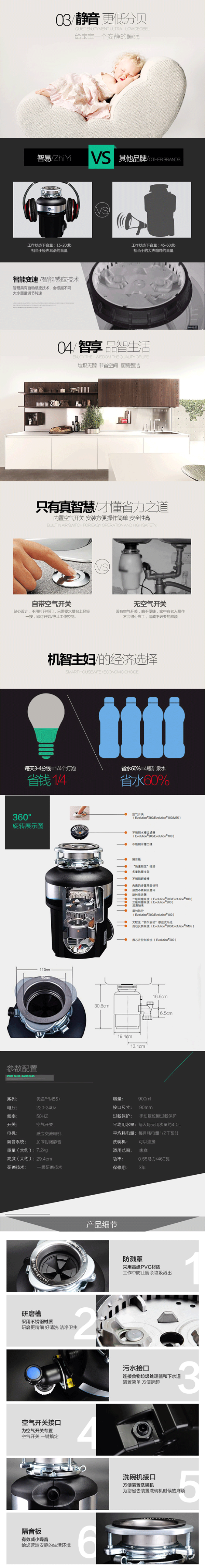 美国爱适易 M55+食物垃圾处理器