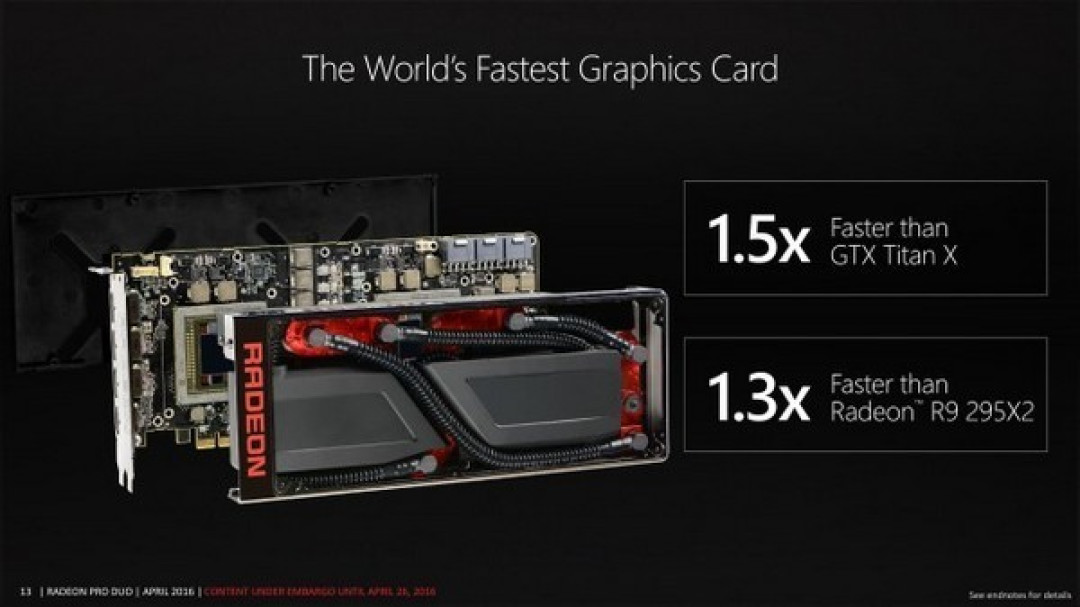 为VR*级游戏玩家而生:AMD 正式发布 Radeon Pro Duo 双核显卡