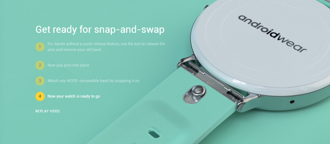 拆装更方便：Google 谷歌 为 Android Wear 手表推出 MODE 表带