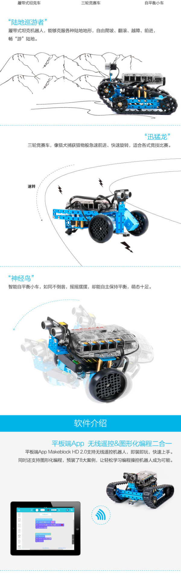 【抢先首发众测】Makeblock 漫游者三合一套件 STEM教育机器人