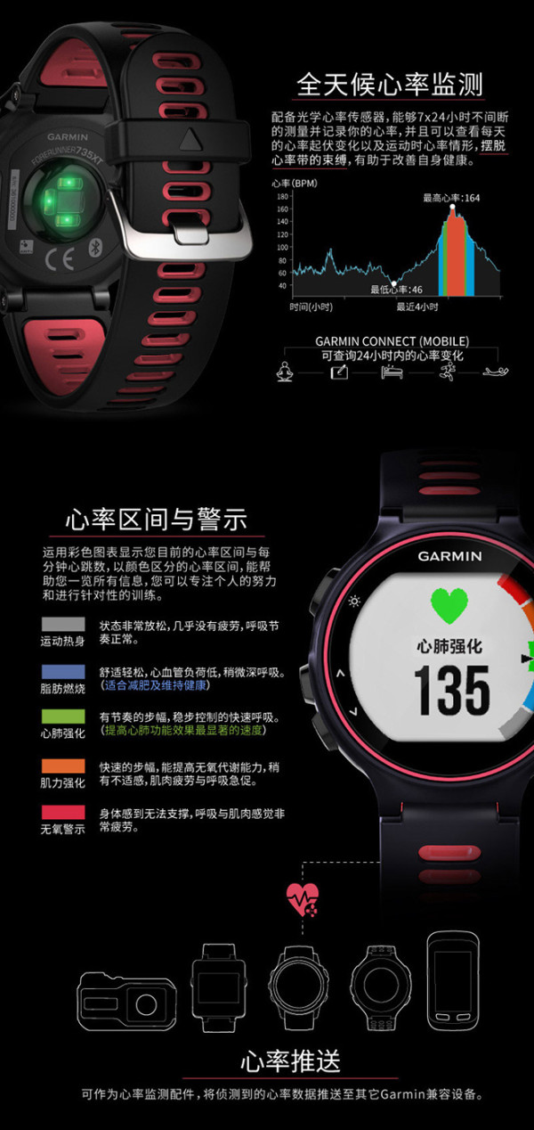 garminforerunner735xt铁人三项光学心率腕表