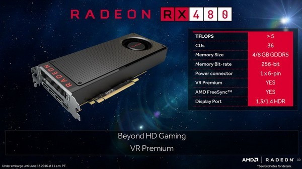 能耗比2.8倍：AMD 正式公布 RX 480 / RX 470 性能