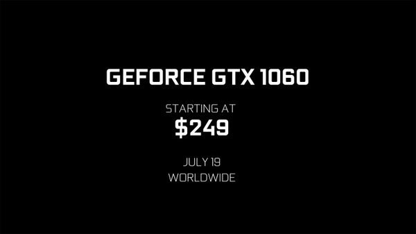 克制RX 480：NVIDIA 英伟达 发布GeForce GTX 1060显卡