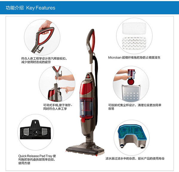 【达人专享】必胜 Bissell 1132Z 蒸汽/吸尘 二合一清洁机