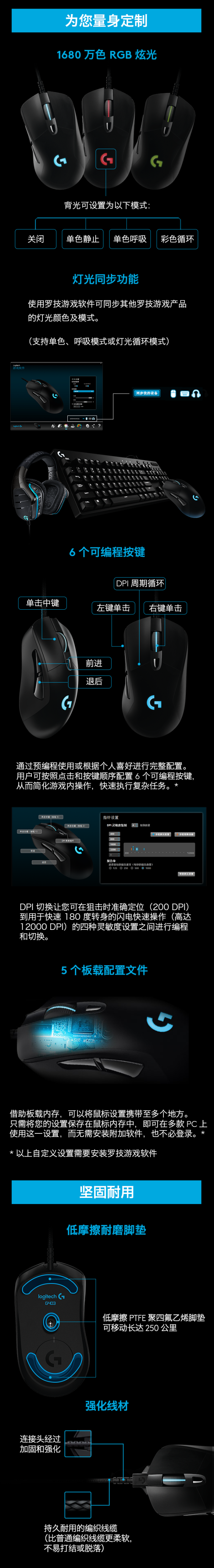 【抢先首发】Logitech 罗技 G403 Prodigy 游戏鼠标(有线/无线)