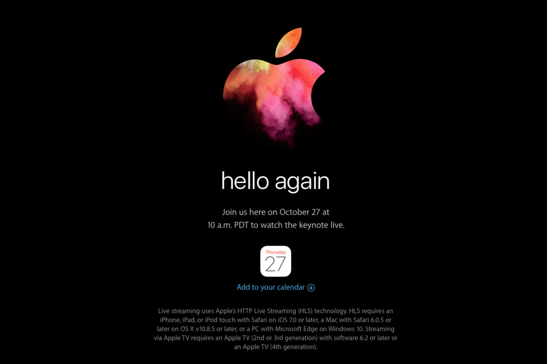Hello，好久不见：Apple 苹果 将于10月27日召开新品发布会