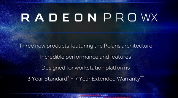 基于Polaris架构：AMD 发布 Radeon Pro WX 7100、WX 5100 和 WX 4100专业显卡