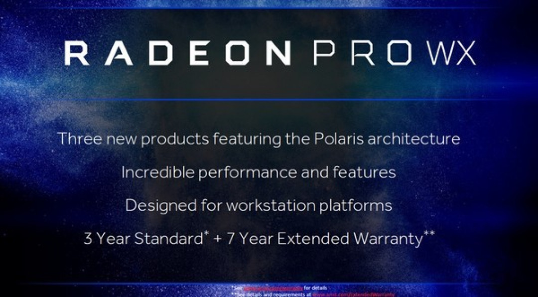 基于Polaris架构:AMD 发布 Radeon Pro WX 7100、WX 5100 和 WX 4100专业显卡