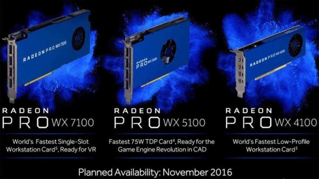 基于Polaris架构:AMD 发布 Radeon Pro WX 7100、WX 5100 和 WX 4100专业显卡