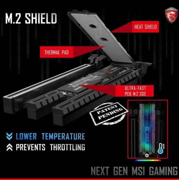 解决M.2发热问题：msi 微星 推出 Gaming M.2 Shield 散热片