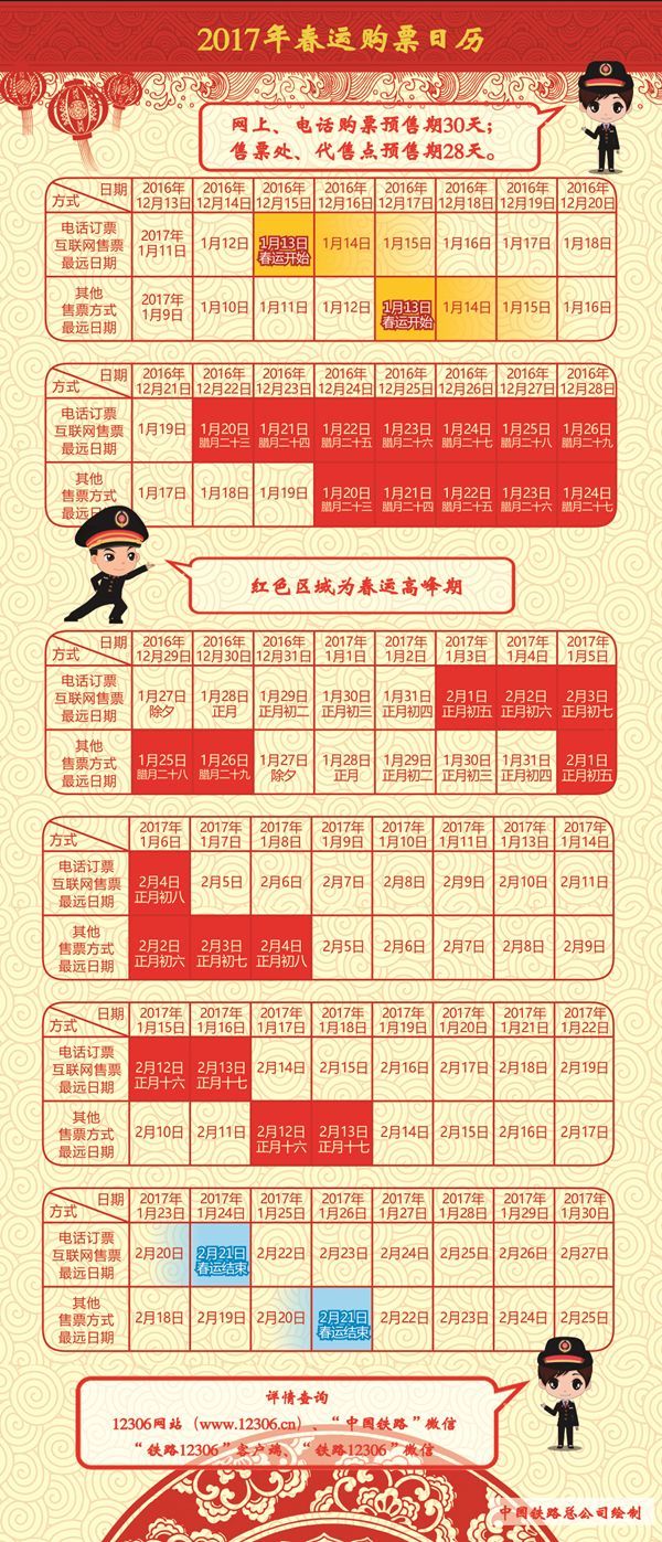 2017年春运火车票订购进入高峰期