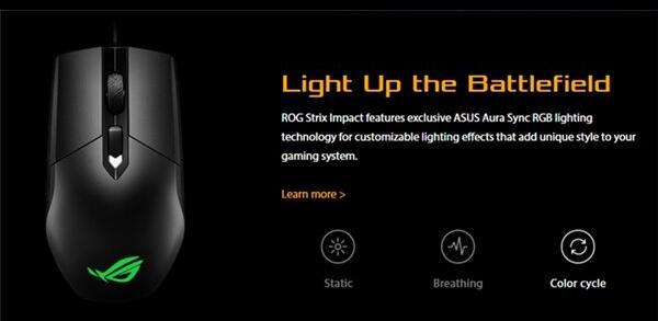 5000万次耐久微动+Aura Sync RGB背光系统：ASUS 华硕 发布 ROG Gladius II、Strix Impact 和 REvolve 游戏鼠标