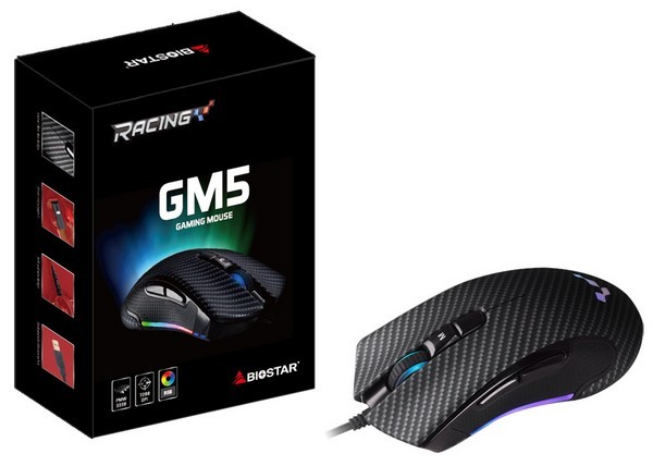碳纤维风格+7200DPI：BIOSTAR 映泰 推出 RACING GM5 游戏鼠标 
