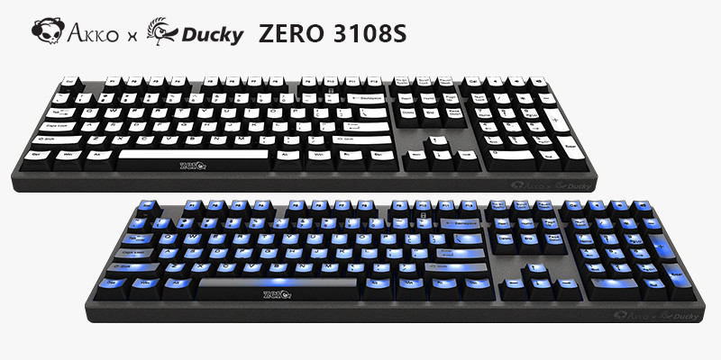 PBT二色热升华键帽：Akko X Ducky 发布 ZERO 3108S 背光机械键盘