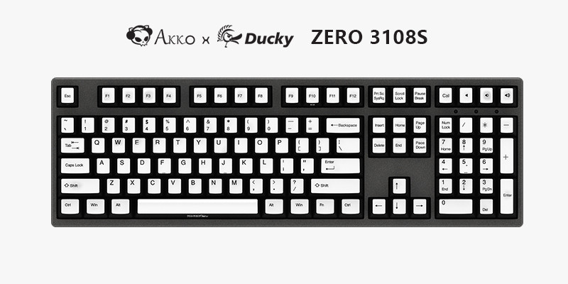 PBT二色热升华键帽：Akko X Ducky 发布 ZERO 3108S 背光机械键盘