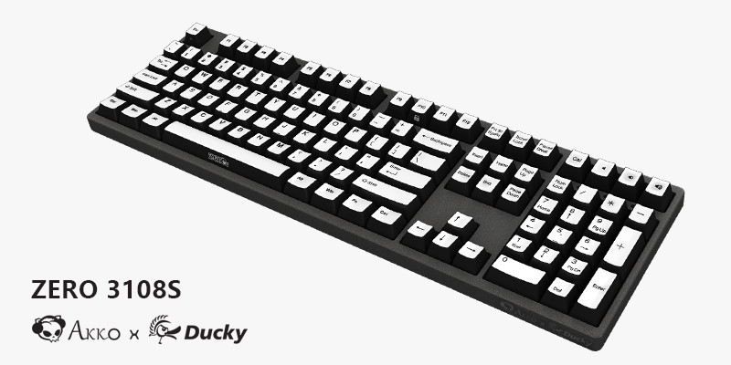 PBT二色热升华键帽：Akko X Ducky 发布 ZERO 3108S 背光机械键盘