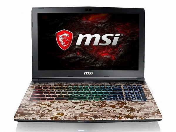 迷彩军事风格：msi 微星 推出 GE62 Camo Squad 游戏本