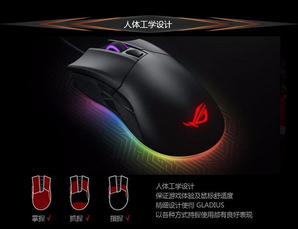 升级RGB幻彩+12000DPI：ASUS 华硕 正式推出 ROG Gladius II P502 电竞鼠标