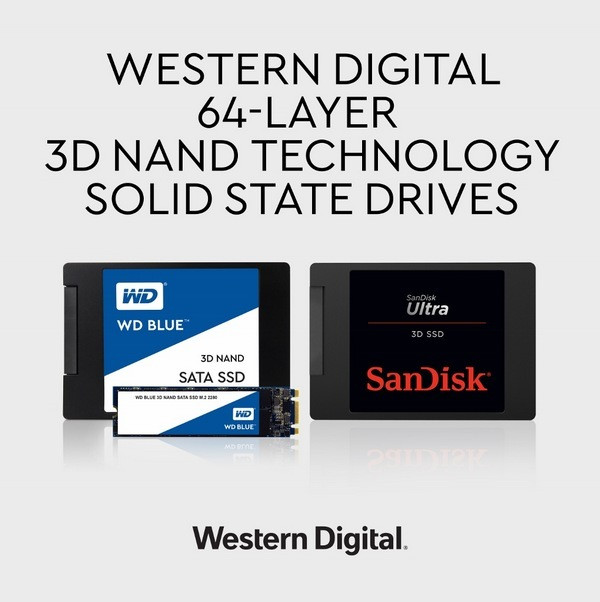 64层3D NAND技术：WD 西部数据/SanDisk 闪迪 展出 WD Blue 3D SSD 和 SanDisk Ultra 3D SSD 新品