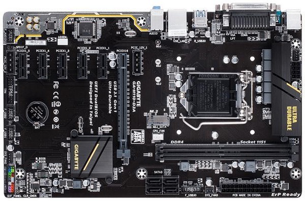 支持6路挖矿：GIGABYTE 技嘉 发布 H110-D3A 专用矿板