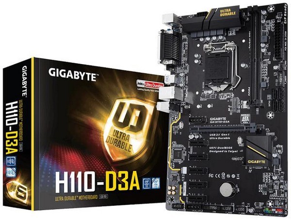 支持6路挖矿：GIGABYTE 技嘉 发布 H110-D3A 专用矿板