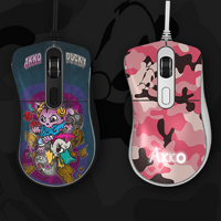 搭载3320芯片：Akko 艾酷 推出 复古猫游戏鼠标 粉色迷彩 / 猫鸭大战版