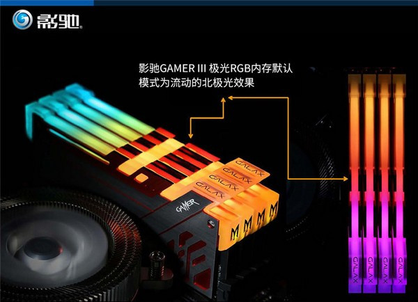 主打RGB幻彩灯效：GALAXY 影驰 推出 第三代GAMER III“极光” DDR4-2400MHz 内存