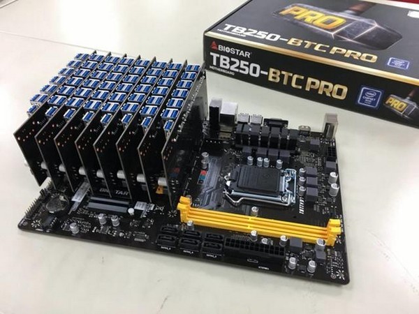 可104路疯狂挖矿：BIOSTAR 映泰 推出 TB250-BTC+ 专业矿板 和 PCIE拓展USB转接卡