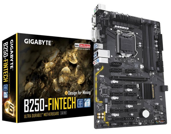 12路、专用挖矿模式：GIGABYTE 技嘉 发布 GA B250 FinTech 专用矿板