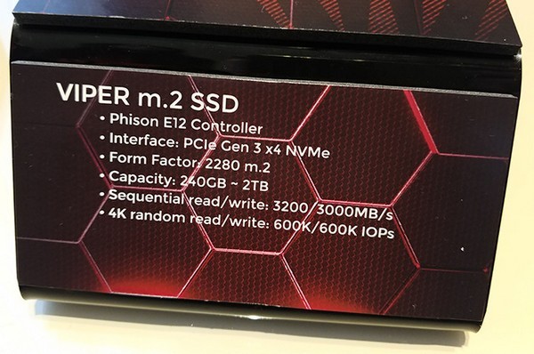 3200MB/s读取、600K IOPS：PATRIOT 博帝 发布 Viper M.2 SSD“蝰蛇”固态硬盘