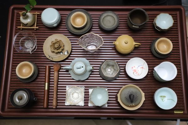 #全民分享季#我的茶器分享：聚宝龙汝窑套装、八马陶土茶器套装