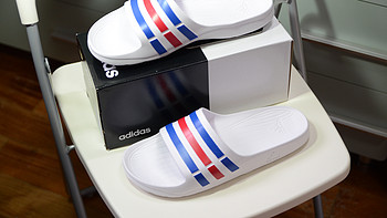 #全民分享季#Adidas 阿迪达斯 DURAMO SLIDE 彩色条纹拖鞋 开箱