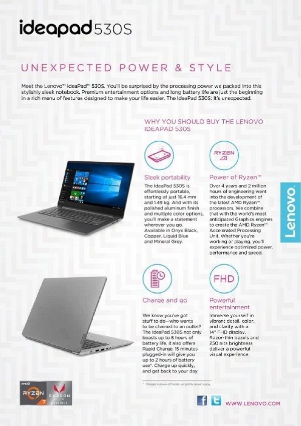 可选Ryzen“锐龙”平台：Lenovo 联想 发布 IdeaPad 530S 笔电