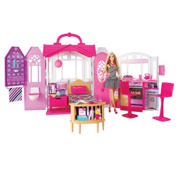 图书馆猿の送小主的六一礼物：Barbie 芭比 CFB65 闪亮度假屋带娃娃大套装礼物女孩玩具礼盒