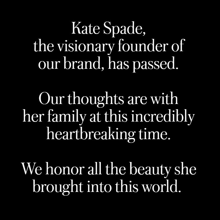 轻奢品牌Kate Spade创始人轻生离世 终年55岁